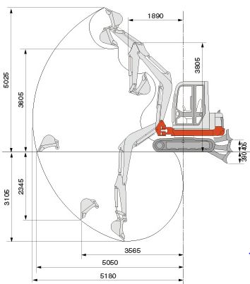 БУ экскаватор TAKEUCHI TB135 размеры