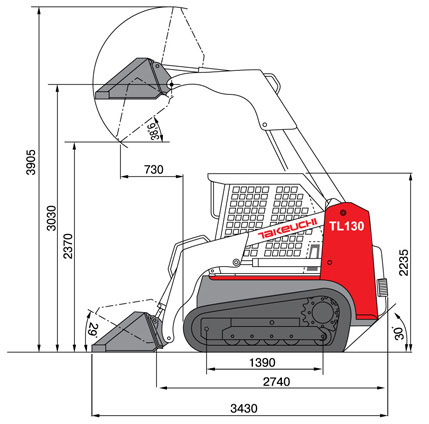 БУ погрузчик TAKEUCHI TL130 размеры